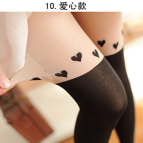 Phụ nữ cá tính mở giả mùa xuân và mùa thu cao vớ dễ thương mùa xuân pantyhose mùa hè jumpsuit phim hoạt hình dính liền Hàn Quốc.