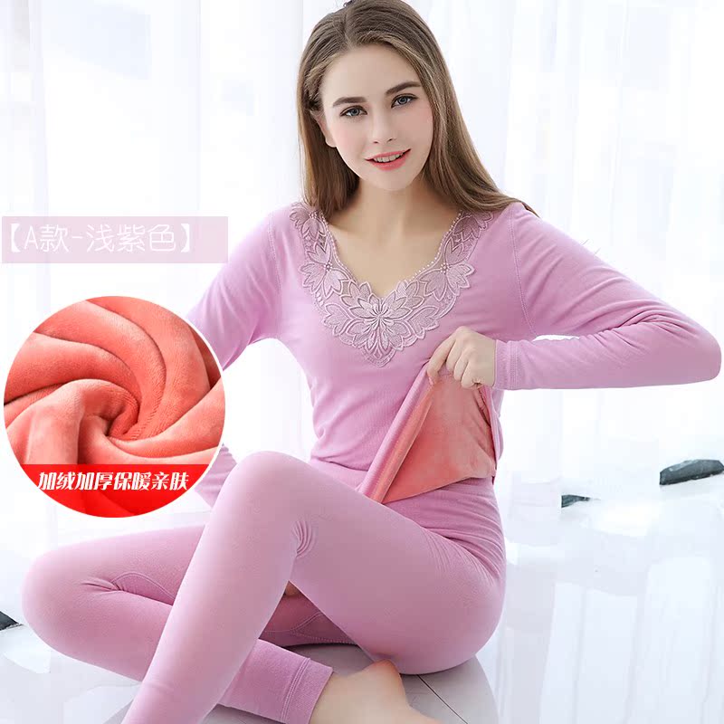 Mùa đông ấm áp mens đồ lót mens phù hợp cộng với nhung dày womens vòng cổ quần mùa thu vài bottomcotton áo len.