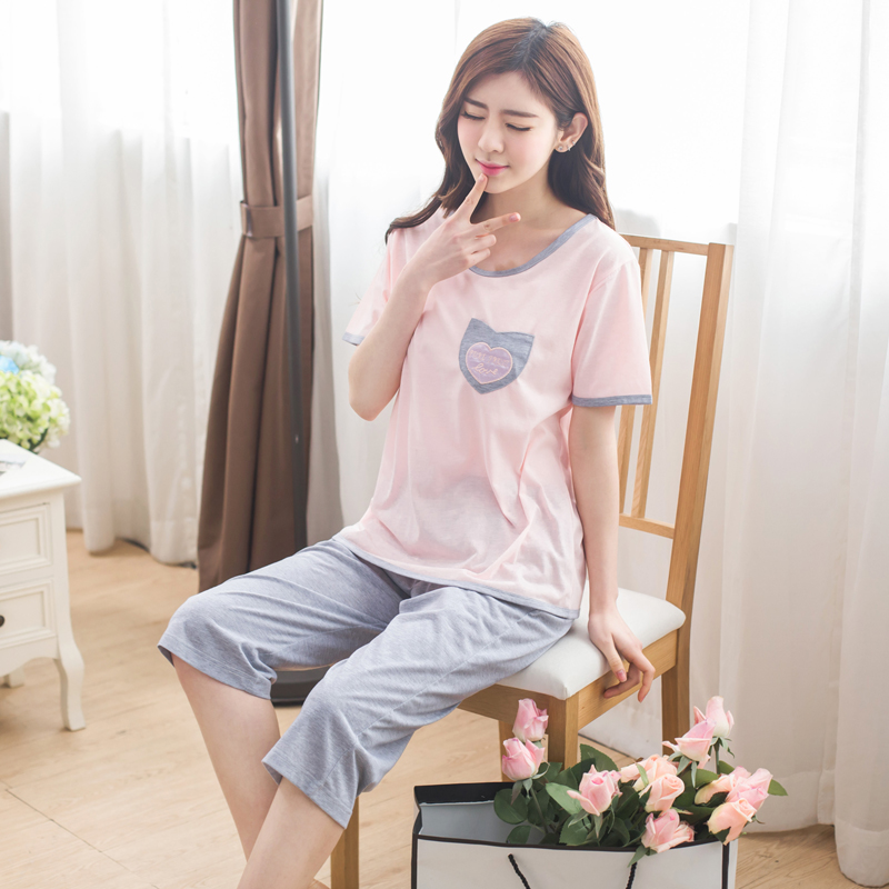 Nửa tay pajama con trai set mùa hè cỡ lớn chất béo mm200 pound thời trang ngày loose 7 phút quần nóng nửa cắt tay áo nhà quần áo.