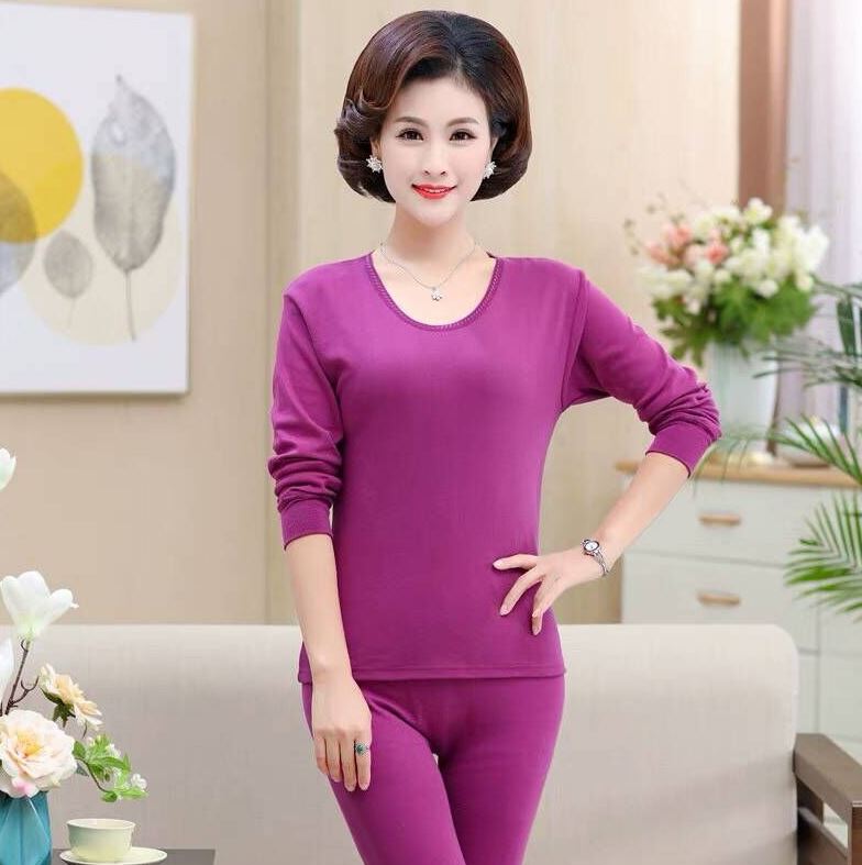 Mùa xuân và mùa thu womens thoải mái đồ lót nửa cổ áo cao trung niên cao niên 60 mỏng áo len mẹ quần quần áo mùa thu mùa thu được thiết lập.