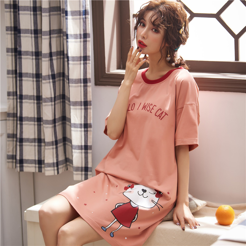 Nửa tay áo đẹp mùa hè váy kiểu Nhật Hàn Quốc phiên bản của con trai mật ong pajama của nữ sinh viên mùa hè ký túc xá dễ thương mỏng một mảnh siêu thoải mái.