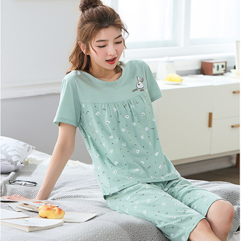 chị Fat Pyjama womens mỏng đất phụ nữ phù hợp với mùa hè thoải mái ngày nóng tay áo ngắn mỡ xu hướng mm kích thước lớn 200 pounds.