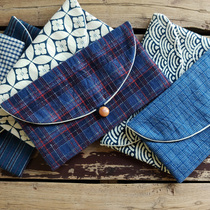 Handmade old blue dyed cloth envelope bag clutch bag mask storage bag wallet mobile phone bag cotton 10000 yuan bag