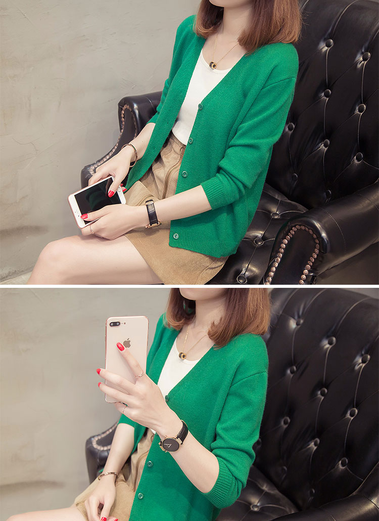 Áo len cardigan ngắn mùa thu nữ 2019 Áo len mới của Hàn Quốc Áo khoác lửng - Đan Cardigan áo lên