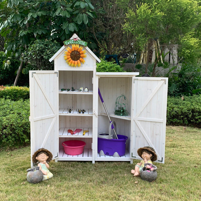 Outdoor storage cabinet waterproof sunscreen anti-corrosion courtyard wooden tool room open-air pastoral agricultural tools miscellaneous storage cabinet
