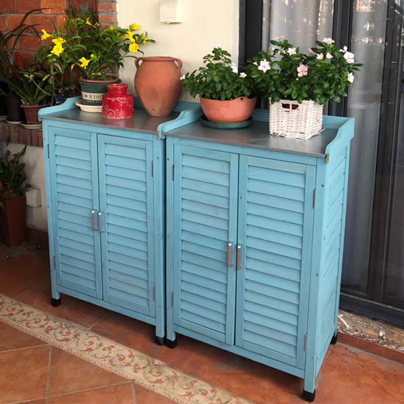 Home Outdoor Shoes Cabinet Waterproof Sun Preservation Courtyard Toolbox Garden Collection of Solid Wood Lockers