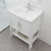 Floor-standing wash basin small-sized bathroom cabinet balcony ceramic integrated washbasin cabinet combination toilet wash table