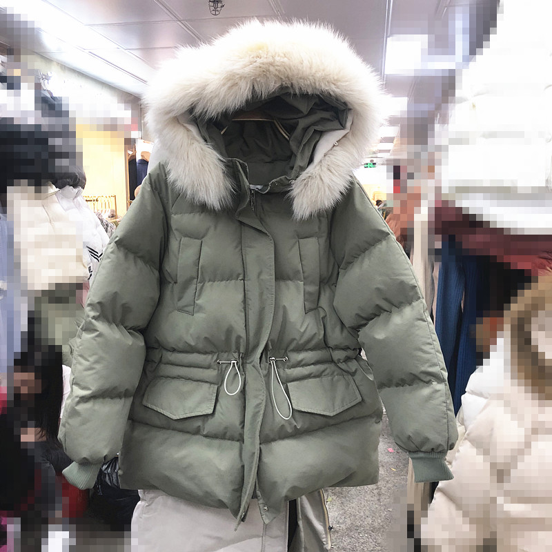 Cổ áo lông thú nhỏ áo cotton 2018 mới mùa đông Hàn Quốc phiên bản thắt lưng trùm đầu đã mỏng ngắn xuống quần cotton nữ thủy triều áo phao nữ dáng ngắn