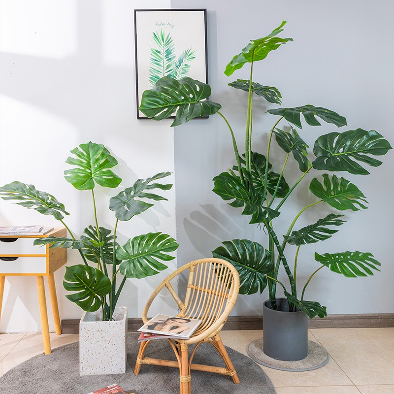 Nordic ins simulation green plant monstera leaf potted bonsai indoor large fake plant living room home decoration flower