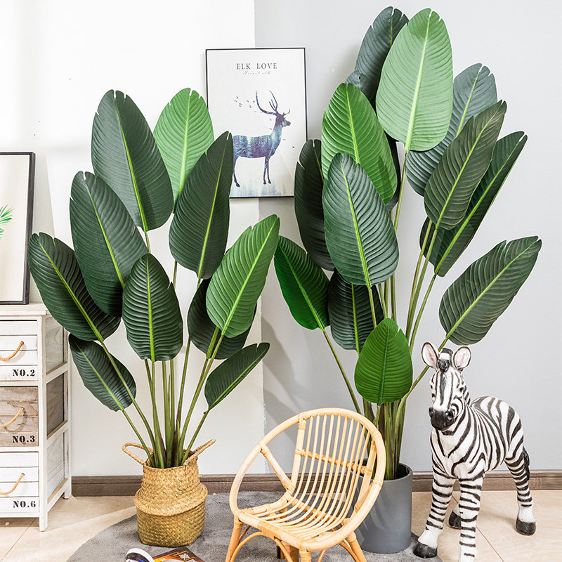 Large Nordic Emulation Plant Tiantang Bird Emulation Flower Brigade People Banana Living Room Fake Potted Green Planting Net Red Pendulum tree-Taobao