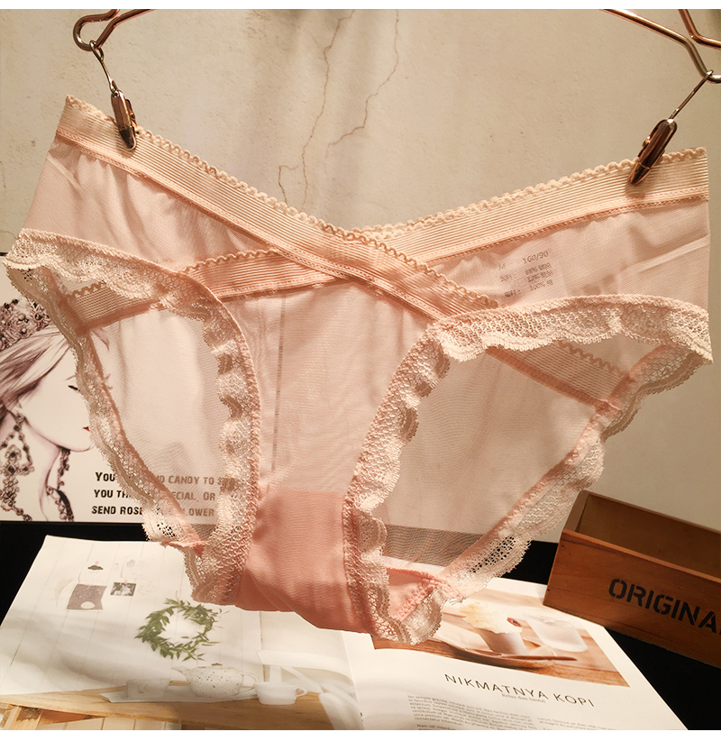 Châu Âu và Hoa Kỳ ánh sáng lưới dát ren gợi cảm bên trong thoáng khí eo thấp cotton tóm tắt phụ nữ quan lot nu eo thap