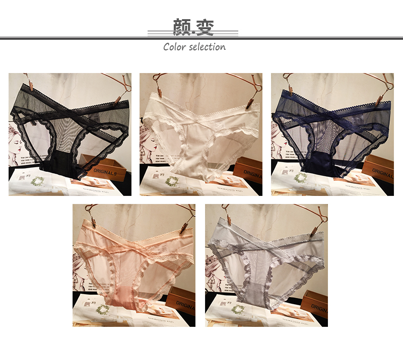 Châu Âu và Hoa Kỳ ánh sáng lưới dát ren gợi cảm bên trong thoáng khí eo thấp cotton tóm tắt phụ nữ quan lot nu eo thap