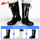 Pull-back rain boots, men's water shoes, waterproof plus velvet rain boots, mid-high water boots, non-slip rubber shoes, men's fishing overshoes