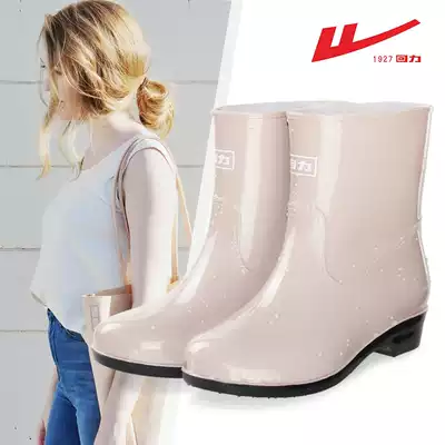 Pull back rainshoes women's summer fashion outer water shoes women's rain boots short tube middle tube waterproof non-slip rubber shoes galoshes