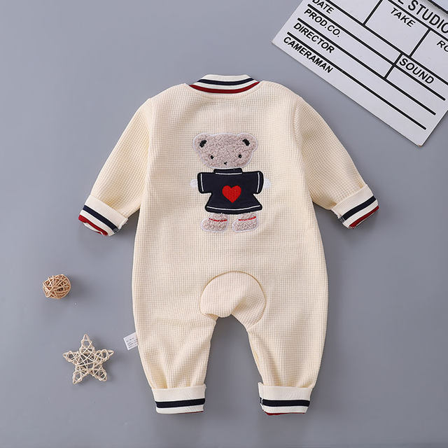 Baby autumn clothes male one-piece clothes clip cotton outerwear foreign style 6-12 months baby clothes autumn and winter going out hugging rompers