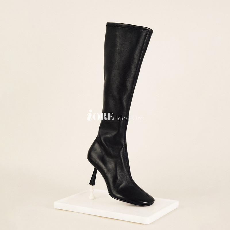 Iore Ideal Mineral Designer Original Soft yet Structured Stretch Lambskin Stiletto High Heel Knee-High Boots