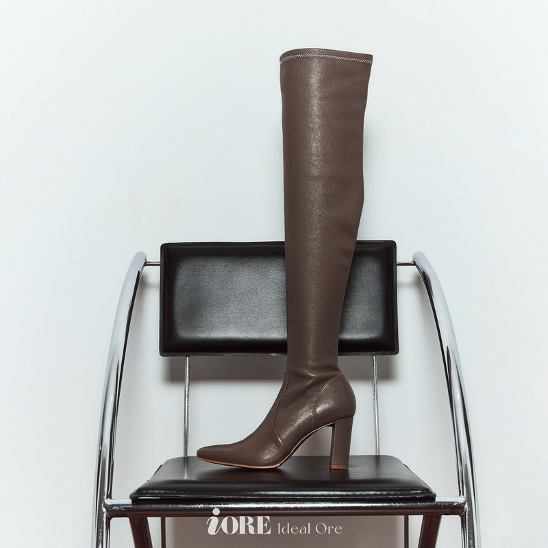 Iore Ideal Mineral Designer Original Slimming Stretch Sheepskin Leg-Hugging Over-The-Knee Chunky Heel Pointed Round Toe Long Boots Iore Ideal Mineral Designer Original Slimming Stretch Sheepskin Leg-Hugging Over-The-Knee Chunky Heel Pointed Round Toe Long Boots