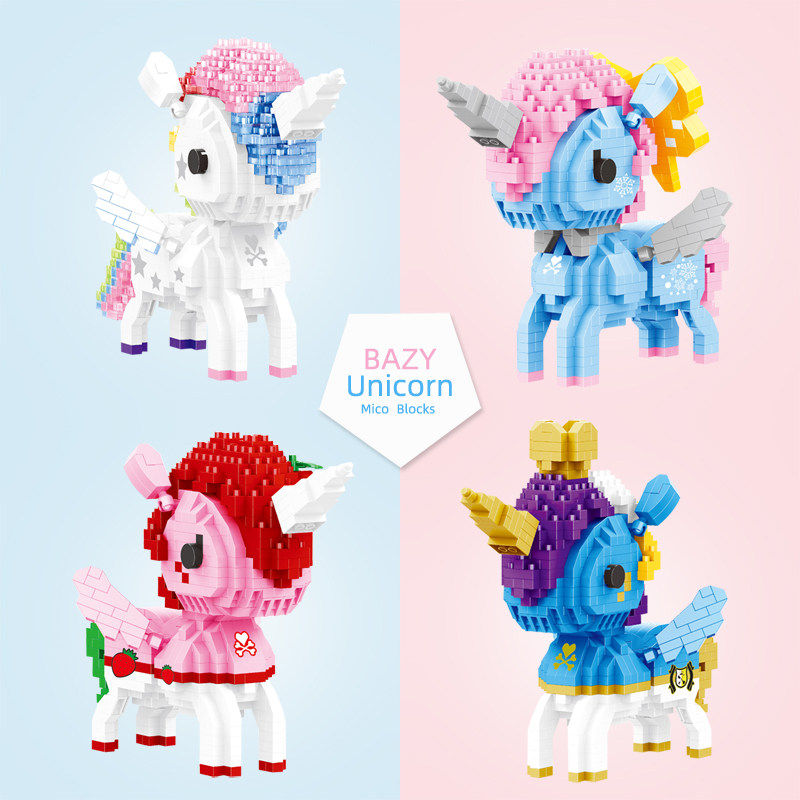 Unicorn building blocks small particles diamond ornaments children's miniature assembled toy girl cute puzzle gift adult