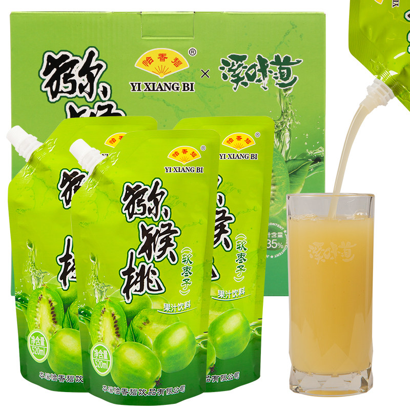 Yixiangbi kiwi fruit juice drink 520ml * 4 bags of soft jujube round jujube strange berry thick pulp drink whole box