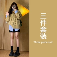 Модный комплект, пляжное платье, приталенный лонгслив, 3 предмета, яркий броский стиль, французский стиль, в стиле Шанель, подходит для подростков