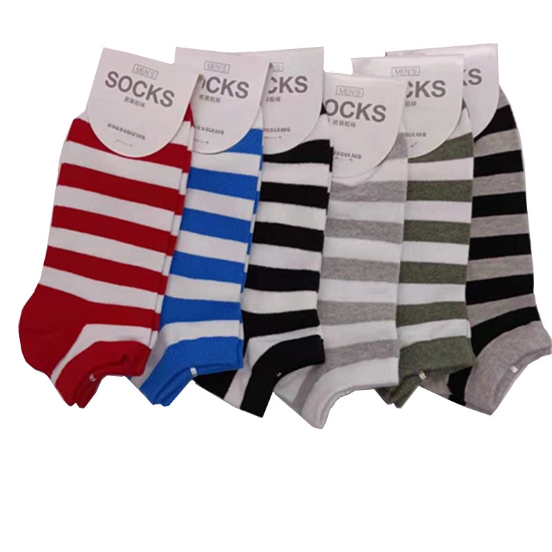 Striped Men's Socks, Sweat-Absorbent and Odor-Resistant Short Socks, Men's Cotton Striped Socks, Breathable Short Tube Socks