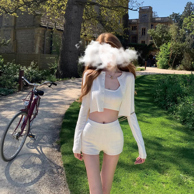 Summer Korean Style Outfit, Sun Protection Cardigan Set for Women, 2026 New Casual Knitted Vest Short Three-Piece Set Summer Korean Style Outfit, Sun Protection Cardigan Set for Women, 2026 New Casual Knitted Vest Short Three-Piece Set