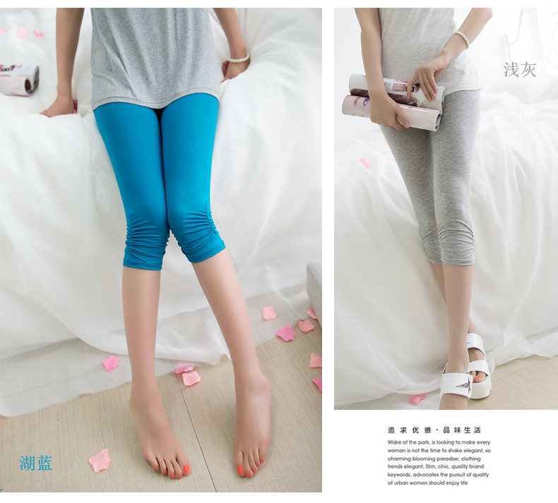Mặc cao đàn hồi phương thức bảy điểm xà cạp nếp gấp kích thước lớn phần mỏng 7 điểm trong mùa hè quần MM chân quần quần short vải nữ hàn quốc