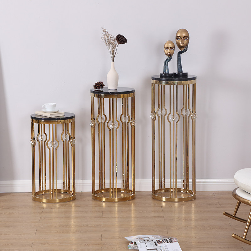 Marble flower stand light luxury style Italian style post-modern minimalist stainless steel home living room decoration flower shelf