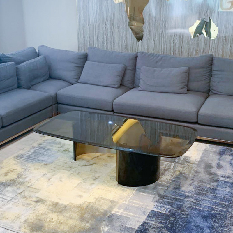 Light luxury tea table Nordic tempered glass tea table simple household small apartment designer rectangular stainless steel tea table