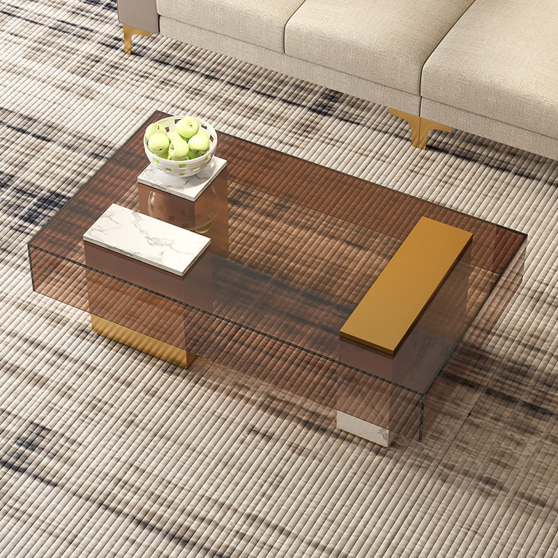 Italian light luxury coffee table simple modern living room acrylic rectangular tea table European small apartment sofa coffee table table