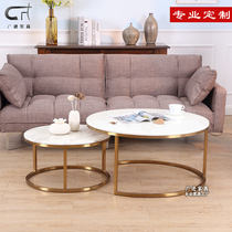 Nordic Marble Tea Several Simple Modern Round Light Luxury Light Room Sofa Tea Table Stainless Steel Combined