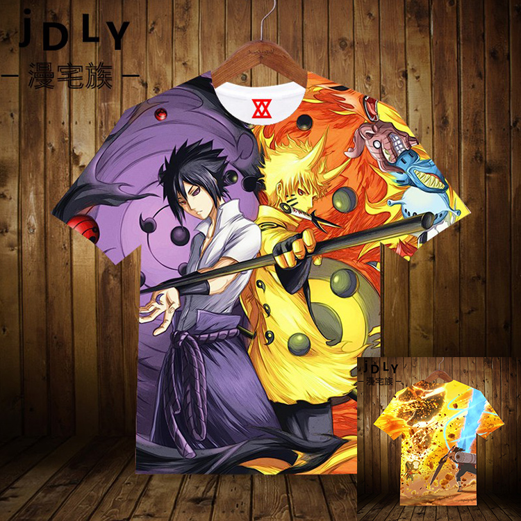 Naruto anime Ninja hai nhân dân tệ Áo phông Naruto quần áo ngắn tay Uchiha Sasuke Xiaoxiao xung quanh tổ chức để viết đôi mắt tròn - Carton / Hoạt hình liên quan sticker gấu trúc