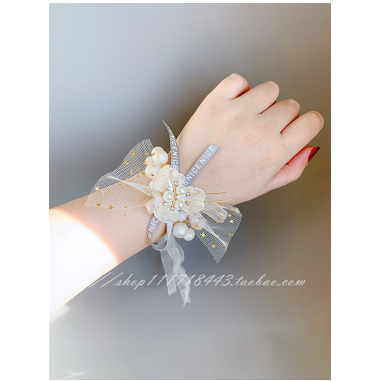 Original handmade beautiful magnolia dream mesh pearl wrist flower bride bridesmaid sister group performance bracelet