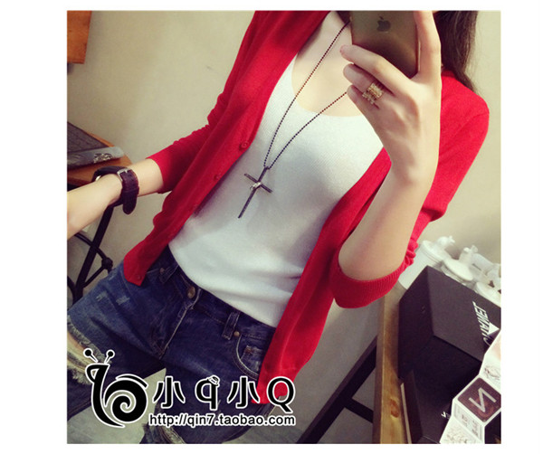 Áo len dệt kim nữ cardigan mới Phiên bản Hàn Quốc mùa xuân và mùa thu nhỏ gió nhẹ áo sơ mi điều hòa cỡ lớn Áo cổ chữ V dài tay áo len mỏng mùa hè cardigan nữ