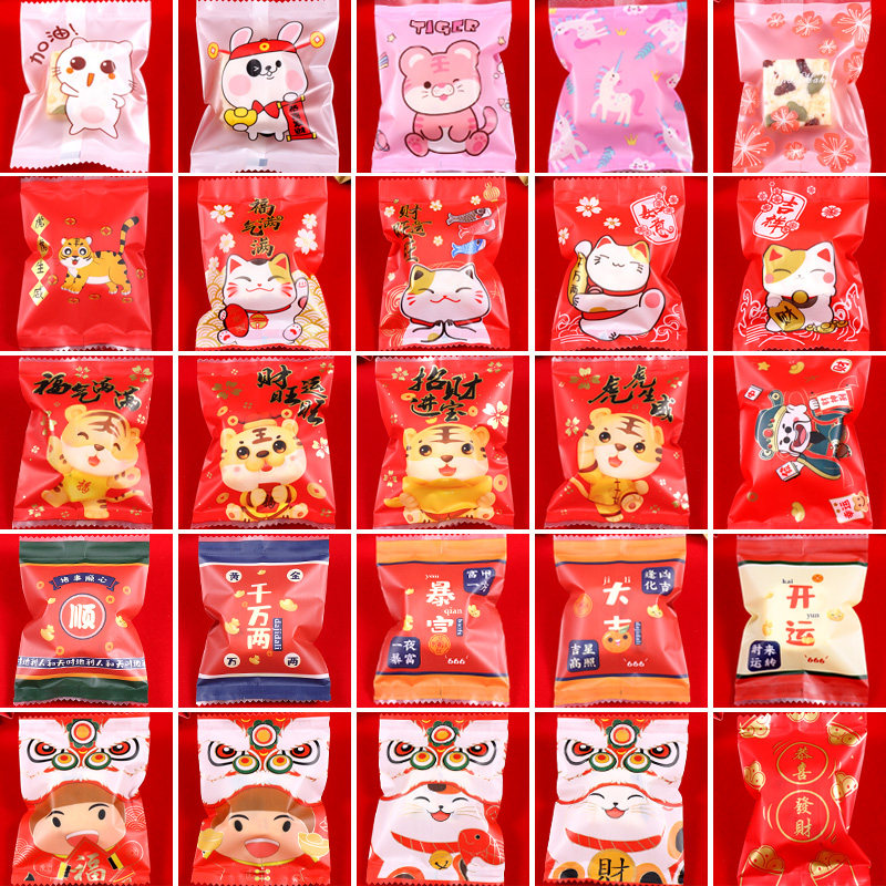 Snowflake crisp bag machine bag sealing New Year cartoon transparent hand-baked milk date cranberry cookie bag