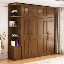 Chinese solid wood wardrobe 2 3 4 5 6 doors combined flat open door style with top cabinet corner bedroom storage large closet