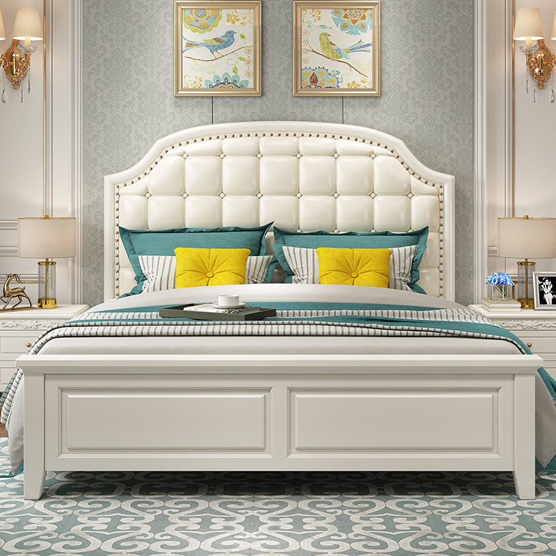 American solid wood bed 1 8 m double bed white bed air pressure with drawer high case containing bed master bedroom wedding bed