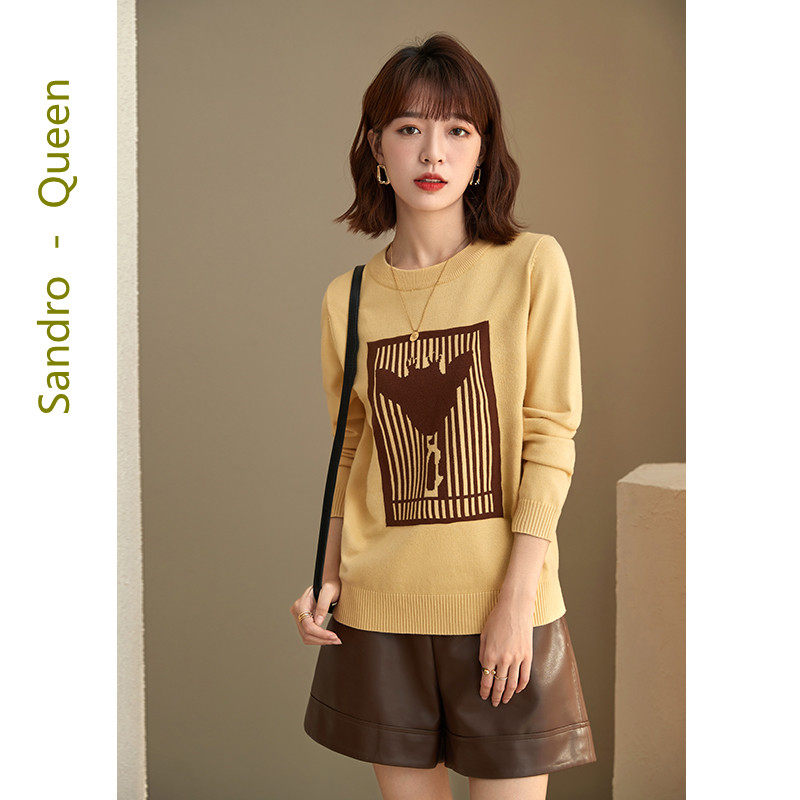 Sandro Queen's loose header sweater in the winter of 2021 new knitted clothes