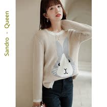 Sandro Queens Day Round Collar Knit Sweater Women 2021 Fall New Loose Inside Lap Womens Dress