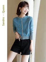 Sandro Queen2021 autumn winter new round collar knit with short jacket for the bottom 100 hitch headcoat