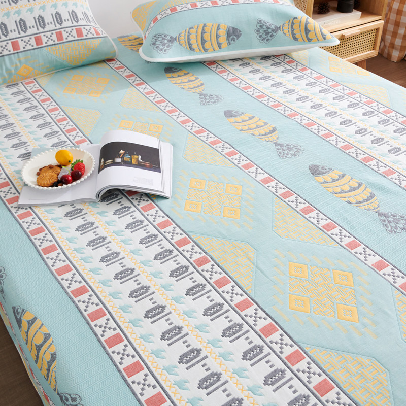 Six layers of pure cotton gauze cool cotton sheets summer 1 5m1 8m soft cool seat air conditioning room three pieces can be machine washed