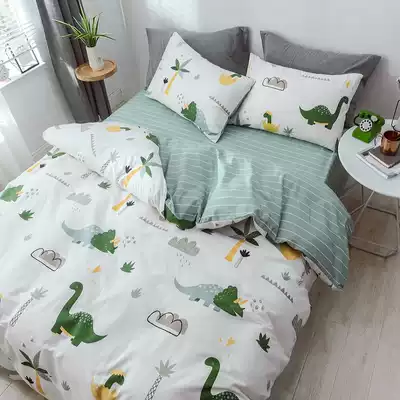 ins cotton pure cotton bedding four-piece set net red student dormitory quilt cover bed double bed single three 4-piece set