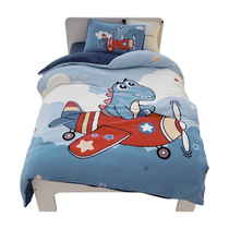 Kindergarten quilt cover three-piece childrens milk velvet double-sided velvet coral velvet thickened six-piece baby winter bedding set