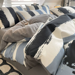 Simple Pure Cotton Four-Piece Bedding Set, 100% Cotton 2025 New Model, Men's Duvet Cover, Student Dormitory Bed Sheet, Single Bed Fitted Sheet Three-Piece Set
