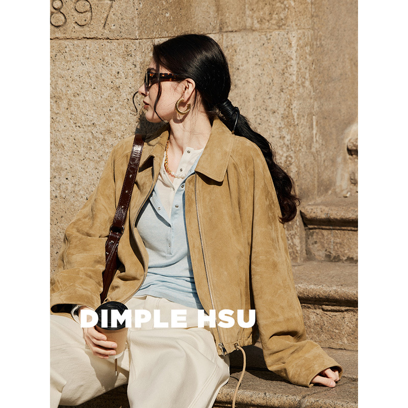 25 Spring Wilderness Sand Color, Simple and Free-Spirited, Turkish Metis Suede Leather, Bud-Shaped Jacket P36692 Now Available