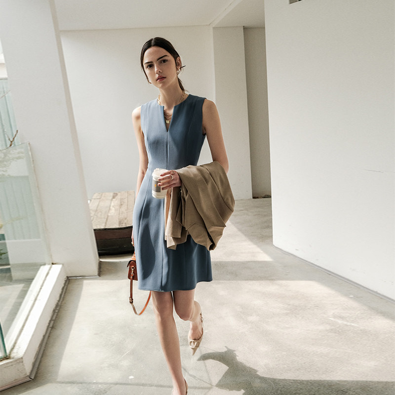 fresh streamlined elegant women's force light workplace DRSS luxury line TH** with Japanese fabric Q31948 present