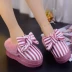 Dép cotton 2018 mới mùa đông hoang dã nữ sinh trái tim in lưới cotton đỏ công sở cao gót đế dày dễ thương dép puma chính hãng Dép