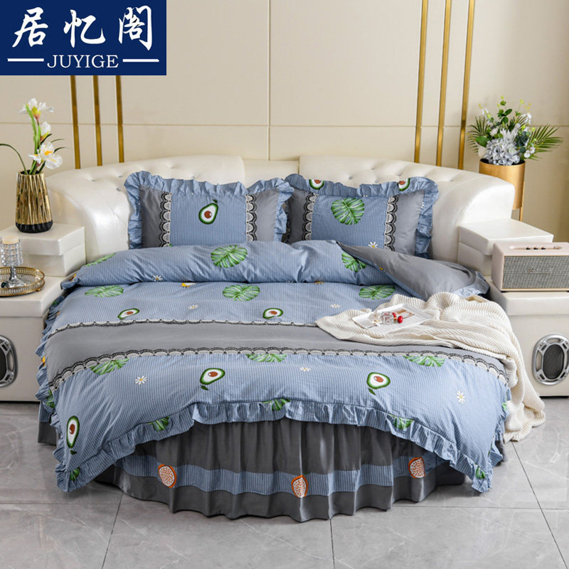 Pure cotton round bed Hat Garden Bed Skirt Four Pieces All Cotton 4 Kit Round Bed 2 0m2 2 m Lace Wedding Bed Accessories