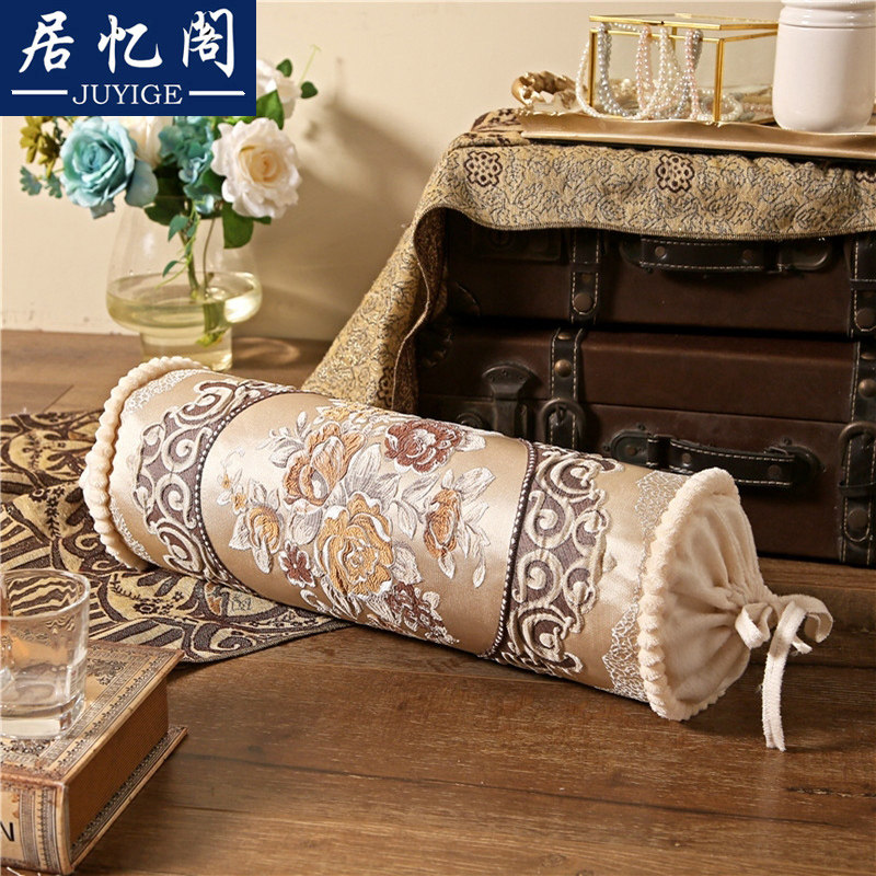 Eurostyle Candy Ram Back Cushion Pillow Fabric Sofa Cylindrical Pillow Embroidered Bag Edge Large Round Pillow Armrest Pillow Waist Pillow Square Holding Pillow