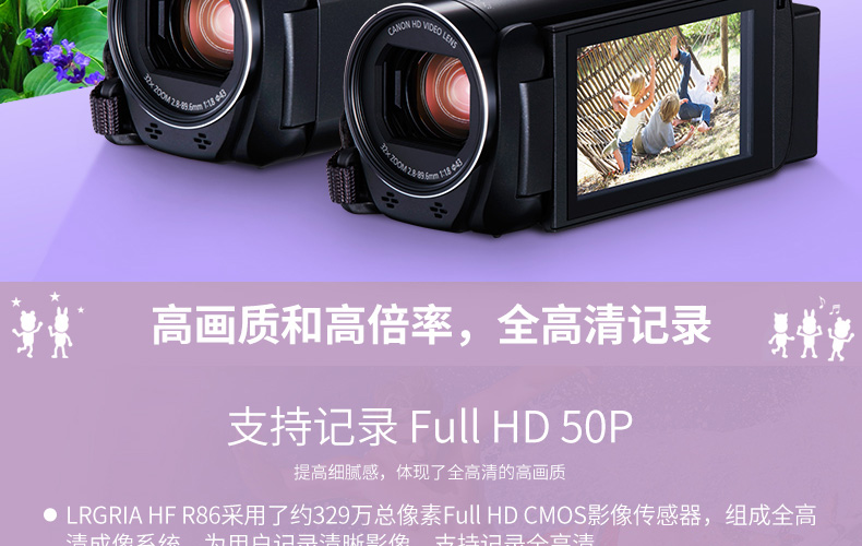 Máy ảnh kỹ thuật số Canon LEGRIA HF R86 Máy ảnh cha mẹ không dây DV Điện thoại di động từ xa máy quay phim 4k